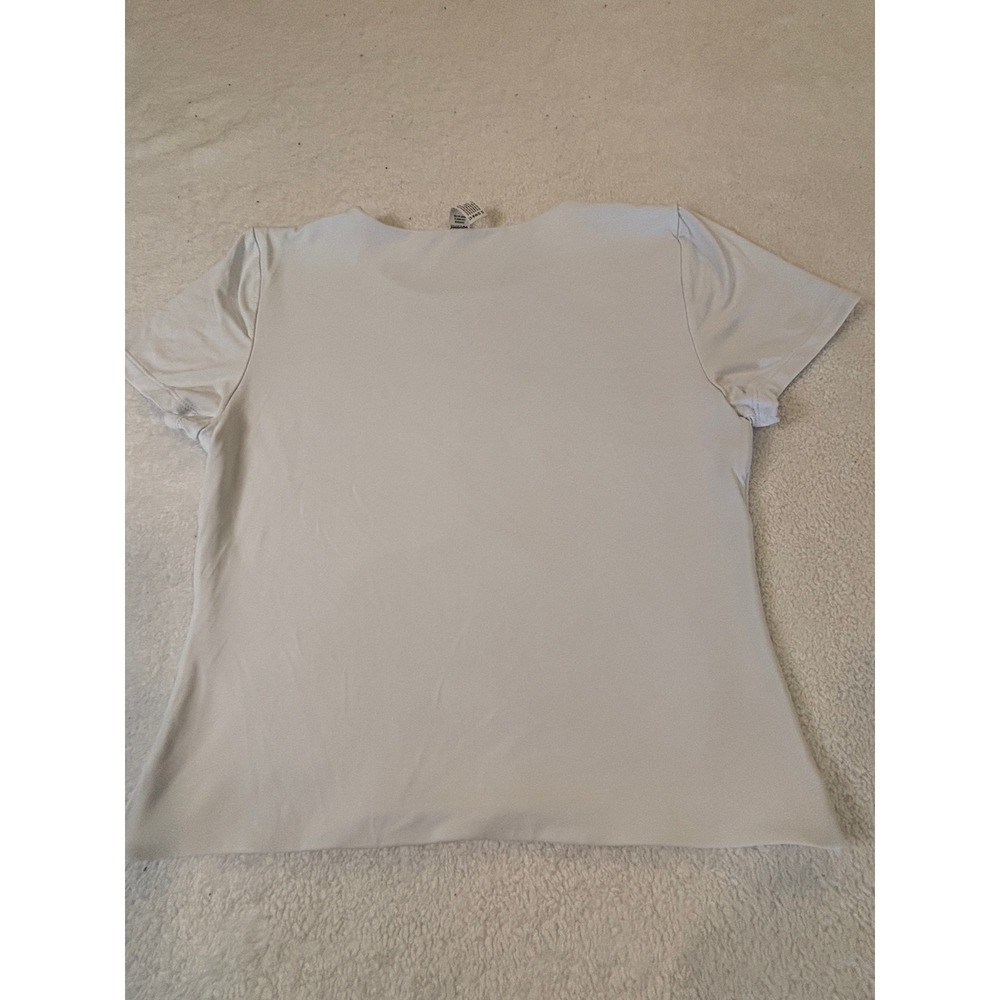 Womens Light‎ Grey Short Sleeve Scoop Neck Stretch Basic Tee Shirt Small